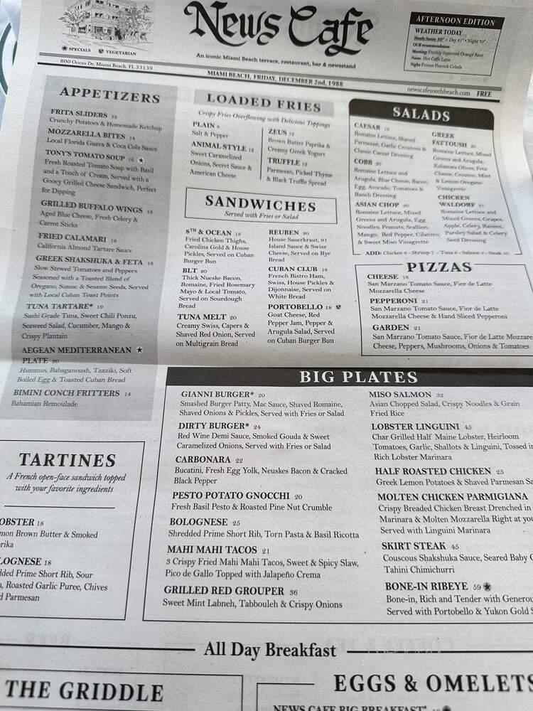 News Cafe - Miami Beach, FL menu_pic