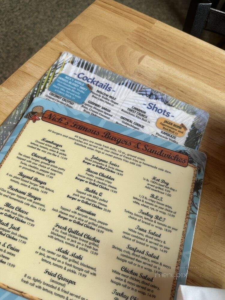 Nicks Bar & Grill - Hollywood, FL menu_pic