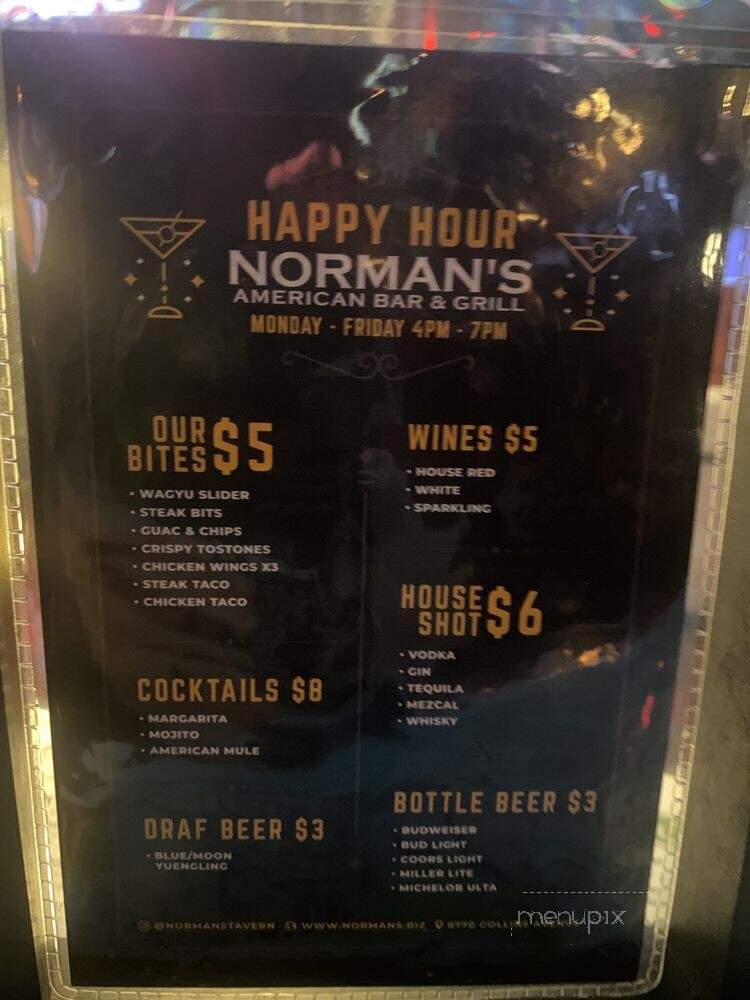 Norman's Tavern - Miami Beach, FL menu_pic