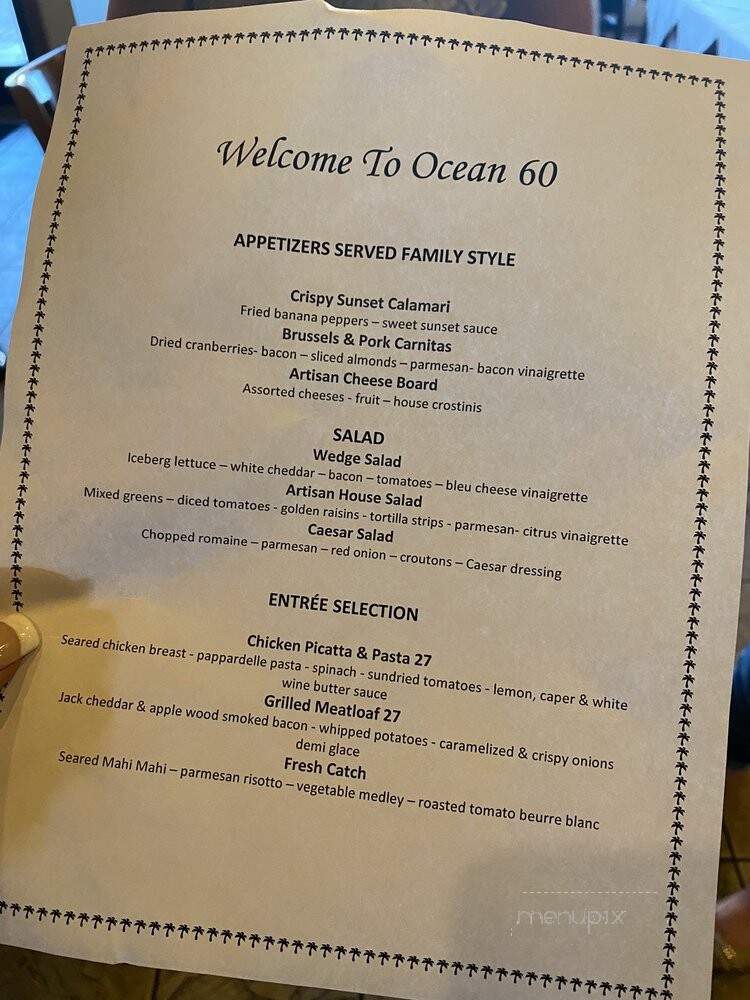 Ocean 60 Restaurant & Wine Bar - Atlantic Beach, FL menu_pic