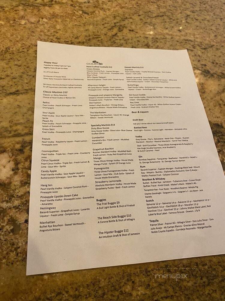 Ocean 60 Restaurant & Wine Bar - Atlantic Beach, FL menu_pic