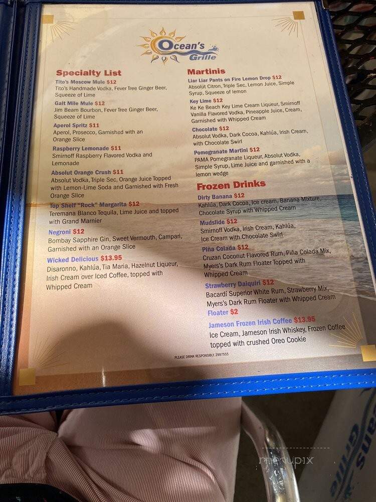 Ocean's Grille - Fort Lauderdale, FL menu_pic