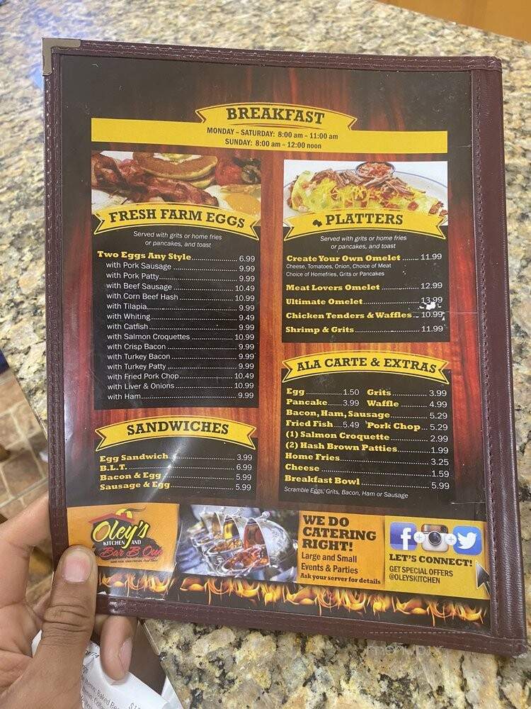Oley's Homestyle Cooking - Orlando, FL menu_pic