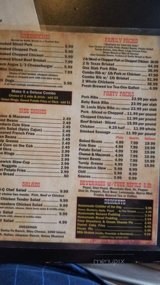 Out Law Bar B Que - Panama City, FL menu_pic