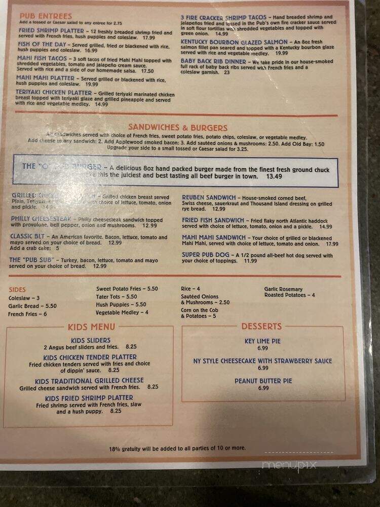 Oyster Pub - Daytona Beach, FL menu_pic