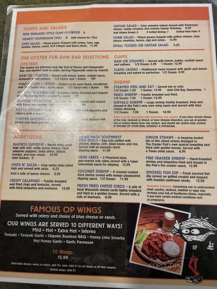 Oyster Pub - Daytona Beach, FL menu_pic