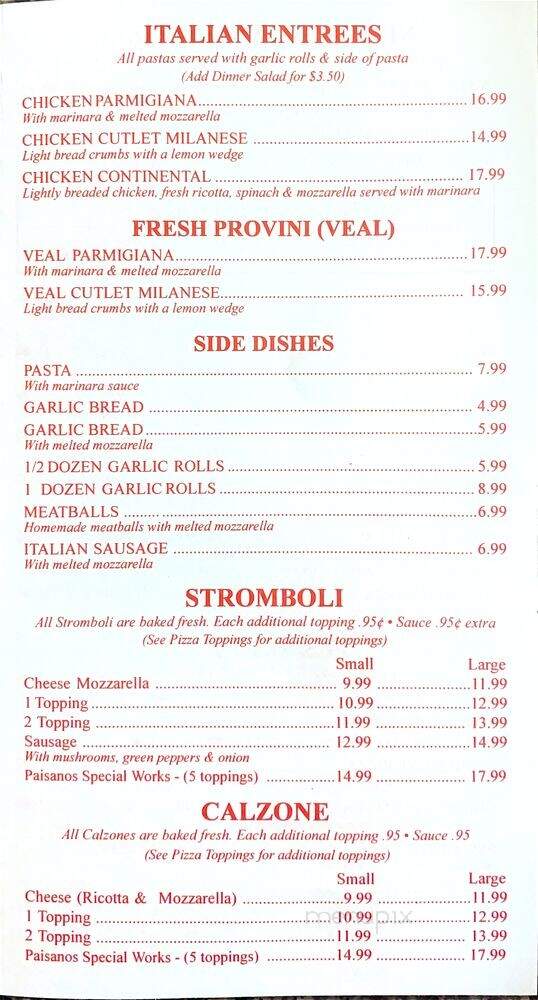 Paisano's Pizza - West Palm Beach, FL menu_pic