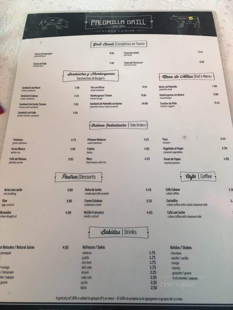Palomilla Grill - Miami, FL menu_pic