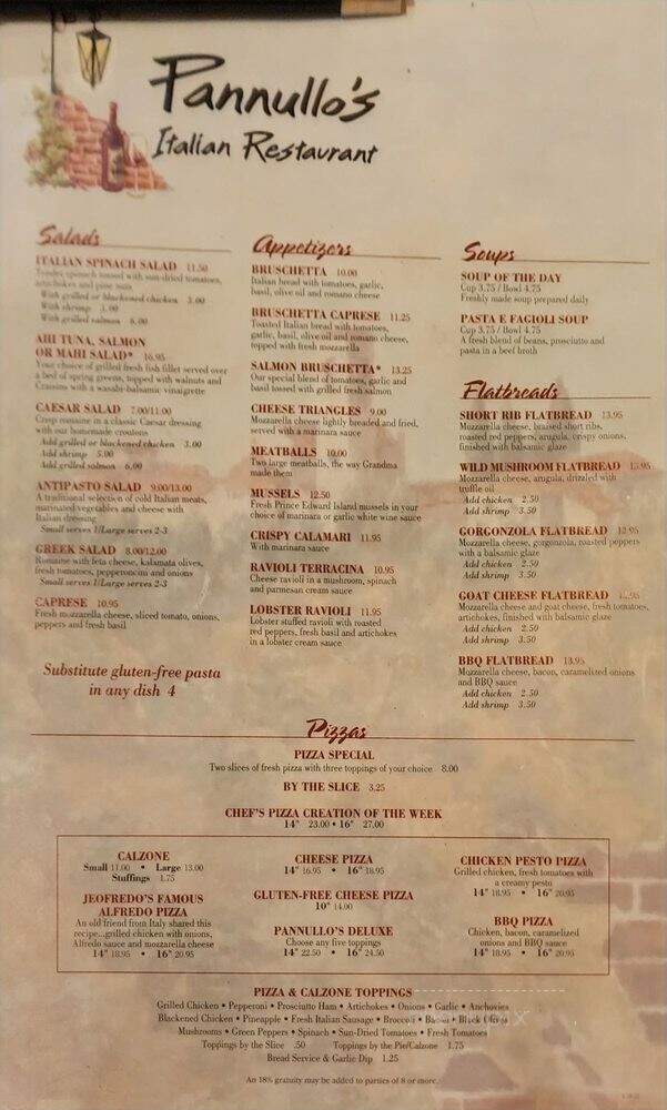 Pannullo's Italian Restaurant - Winter Park, FL menu_pic
