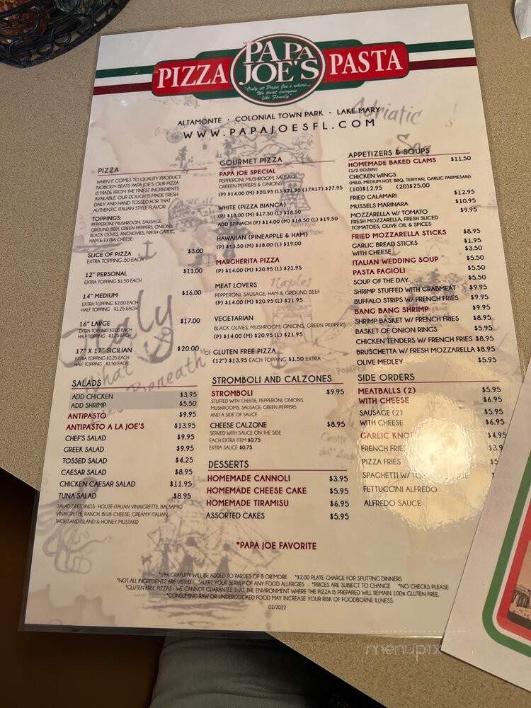 Papa Joe's Pizza - Altamonte Springs, FL menu_pic