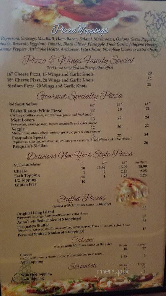 Pasquale's - Orlando, FL menu_pic