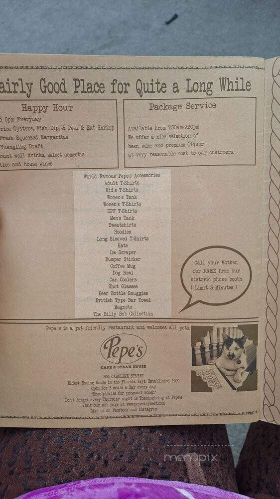 Pepe's Cafe & Steakhouse - Key West, FL menu_pic
