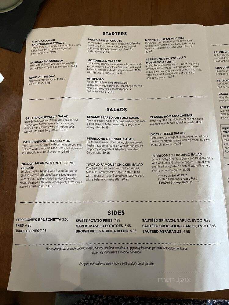 Perricone's Marketplace & Cafe - Miami, FL menu_pic
