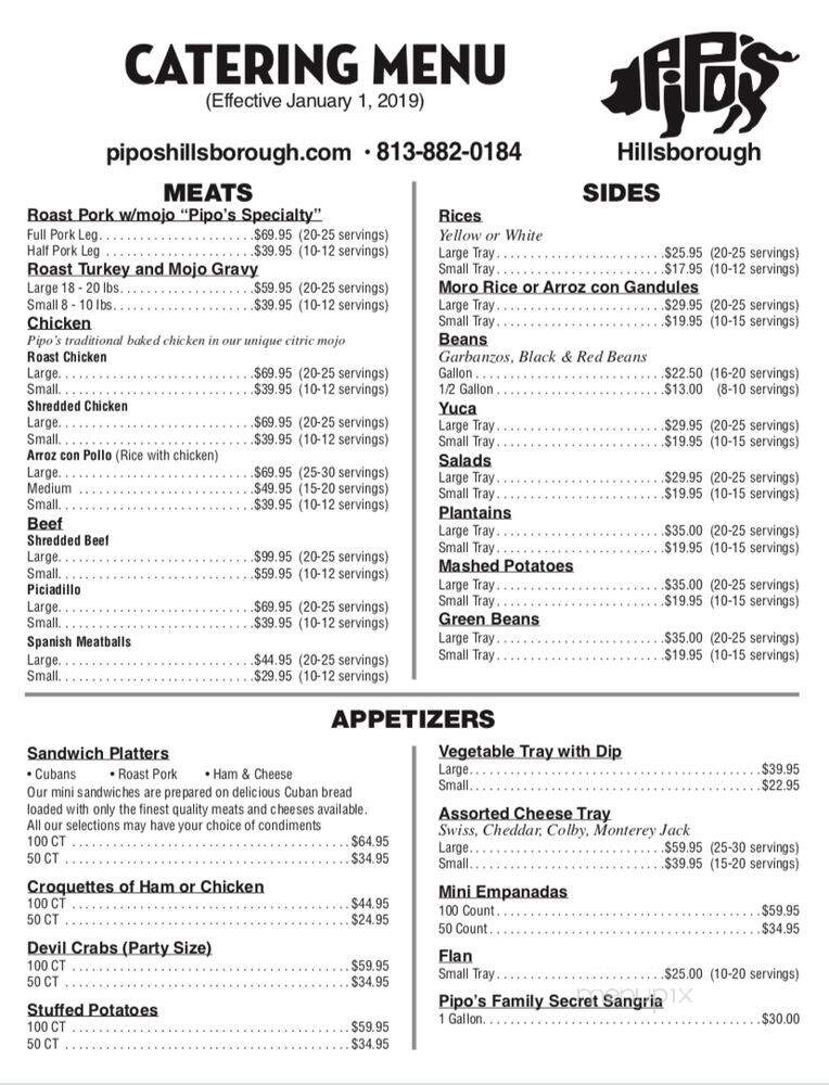 Pipos Restaurant - Tampa, FL menu_pic
