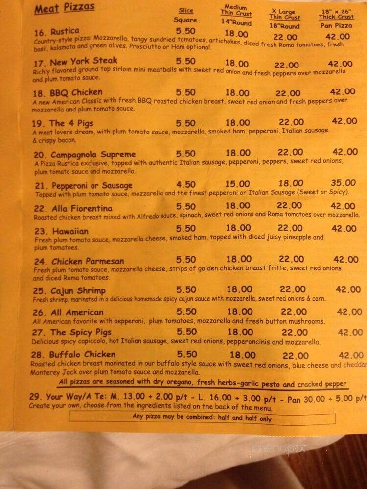 Pizza Rustica - Delray Beach, FL menu_pic