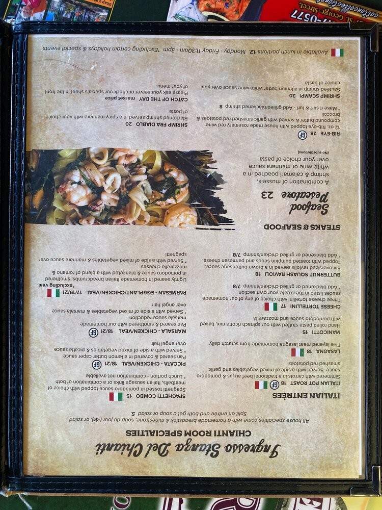 Pizzalley's Chianti Room - St Augustine, FL menu_pic