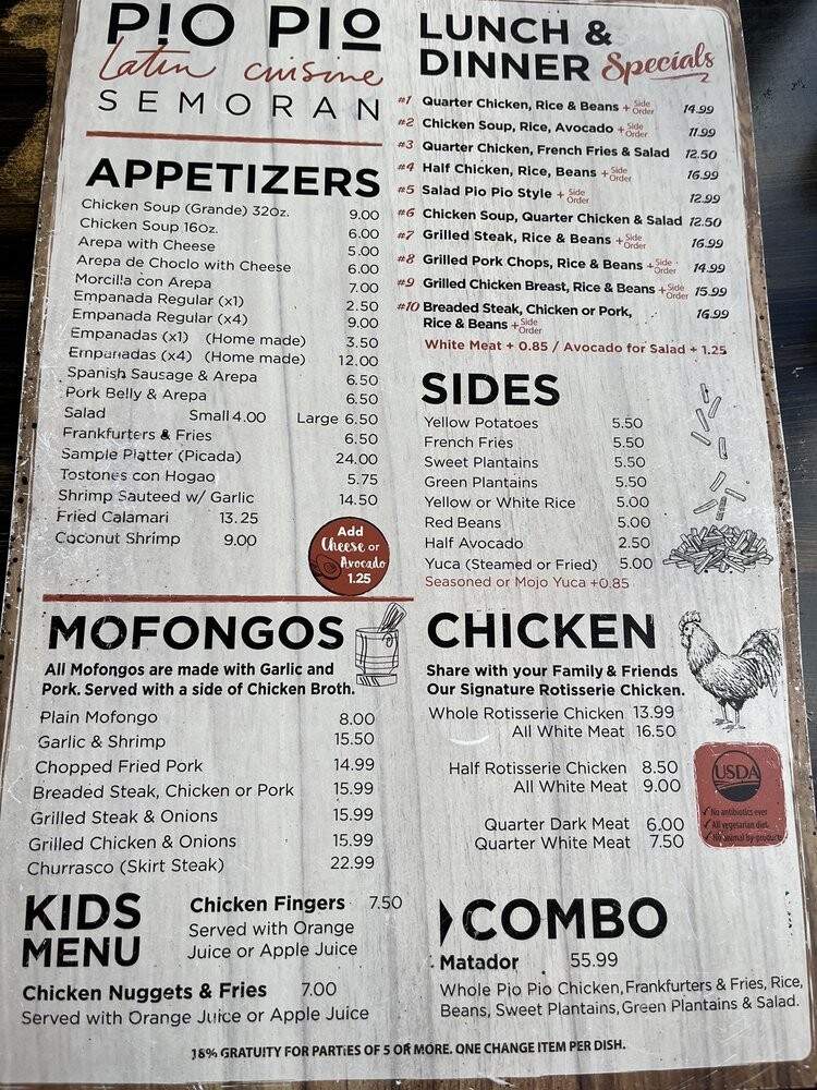 Pollos Pio Pios - Orlando, FL menu_pic