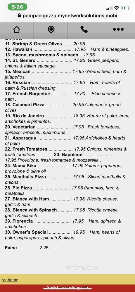 Pompano Pizza & Italian Eatery - Pompano Beach, FL menu_pic