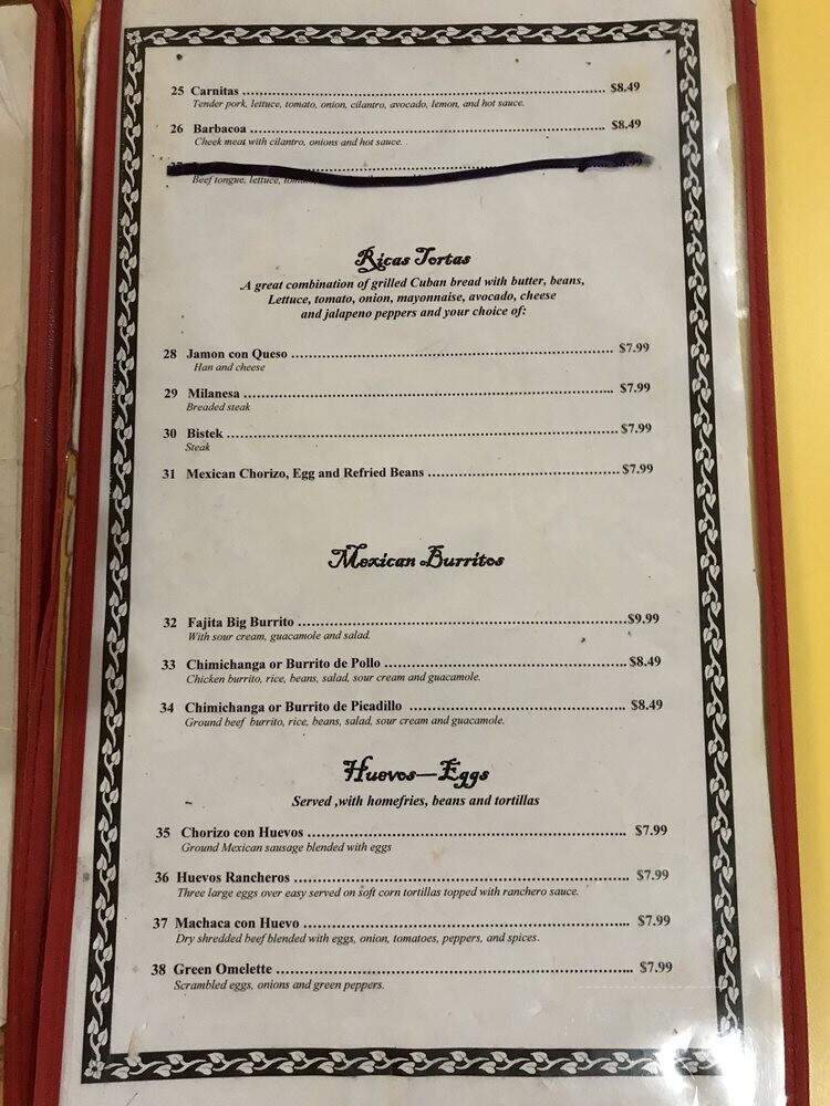 Portales Restaurant - Gibsonton, FL menu_pic