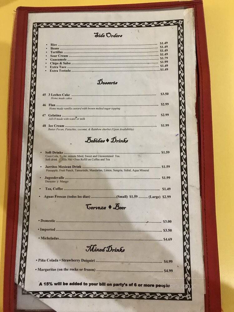 Portales Restaurant - Gibsonton, FL menu_pic