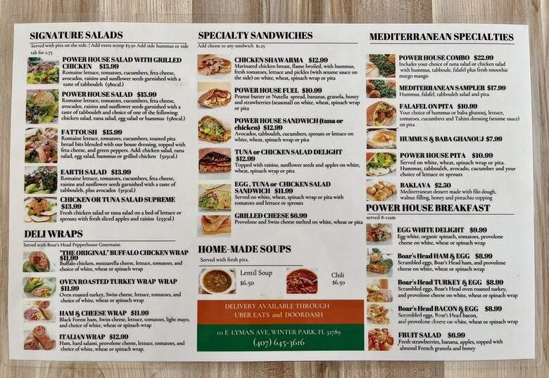 Power House Cafe - Winter Park, FL menu_pic