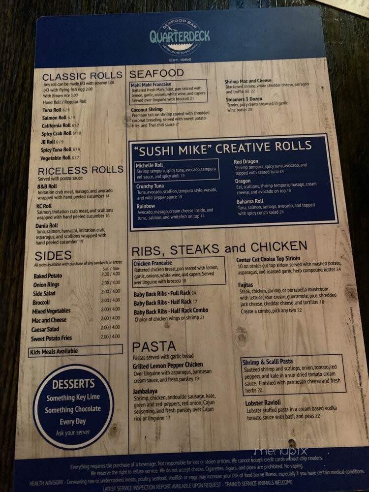 Quarterdeck Seafood Bar - Fort Lauderdale, FL menu_pic
