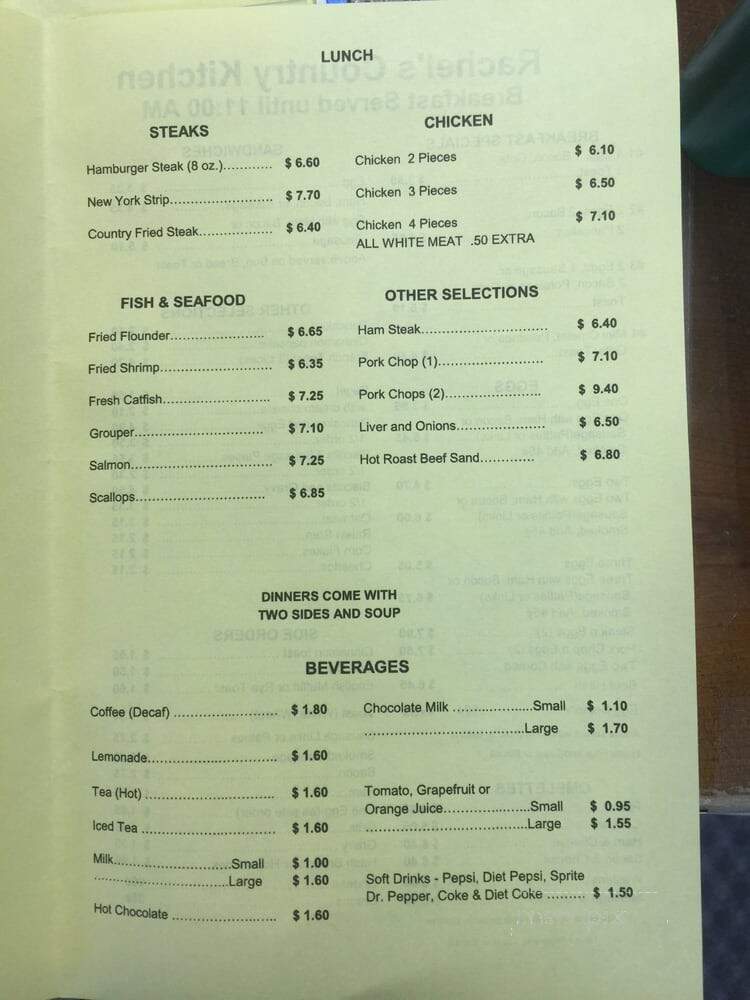 Rachel's Country Kitchen - Wimauma, FL menu_pic