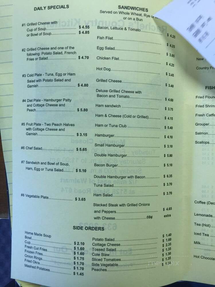 Rachel's Country Kitchen - Wimauma, FL menu_pic