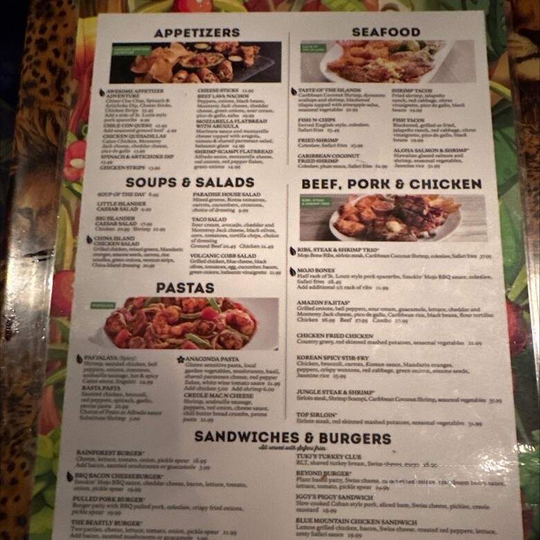 Rainforest Cafe - Sunrise, FL menu_pic