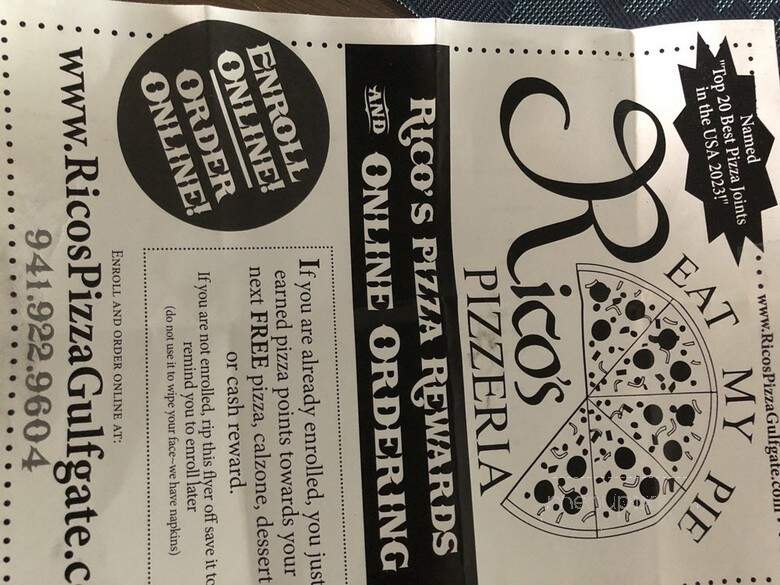 Rico's Pizzeria - Sarasota, FL menu_pic