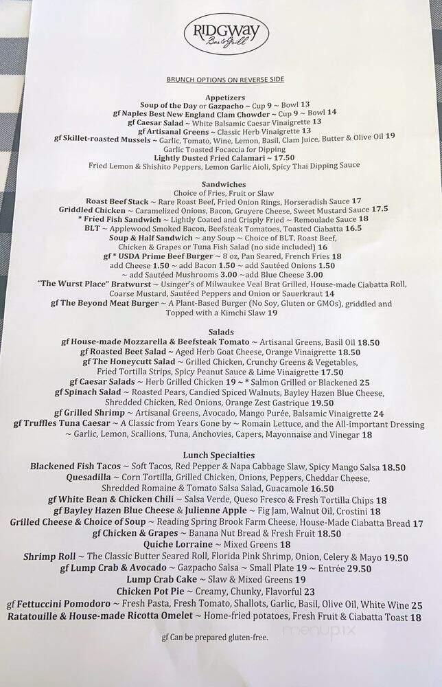 Ridgway Bar & Grill - Naples, FL menu_pic