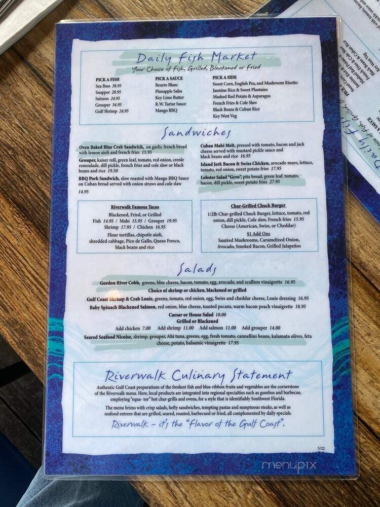 Riverwalk At Tin City - Naples, FL menu_pic