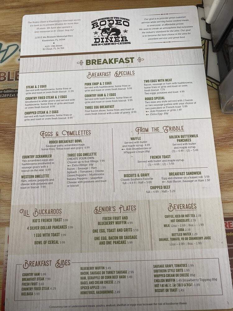 Rodeo Diner - Kissimmee, FL menu_pic
