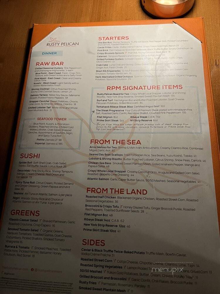 Rusty Pelican Restaurant - Key Biscayne, FL menu_pic