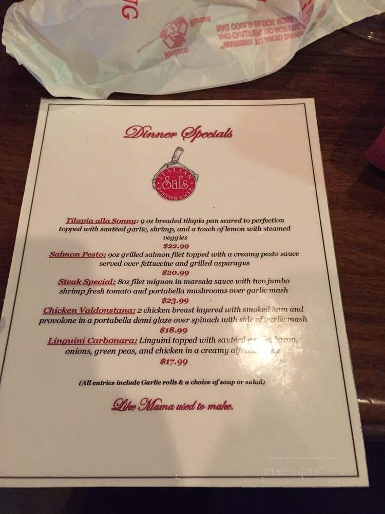 Sal's Italian Ristorante - Cutler Bay, FL menu_pic