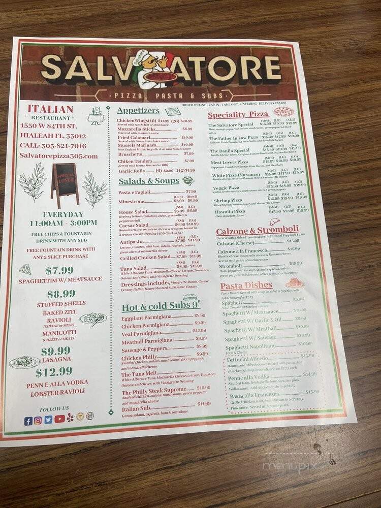 Salvatore Pizzeria - Hialeah, FL menu_pic