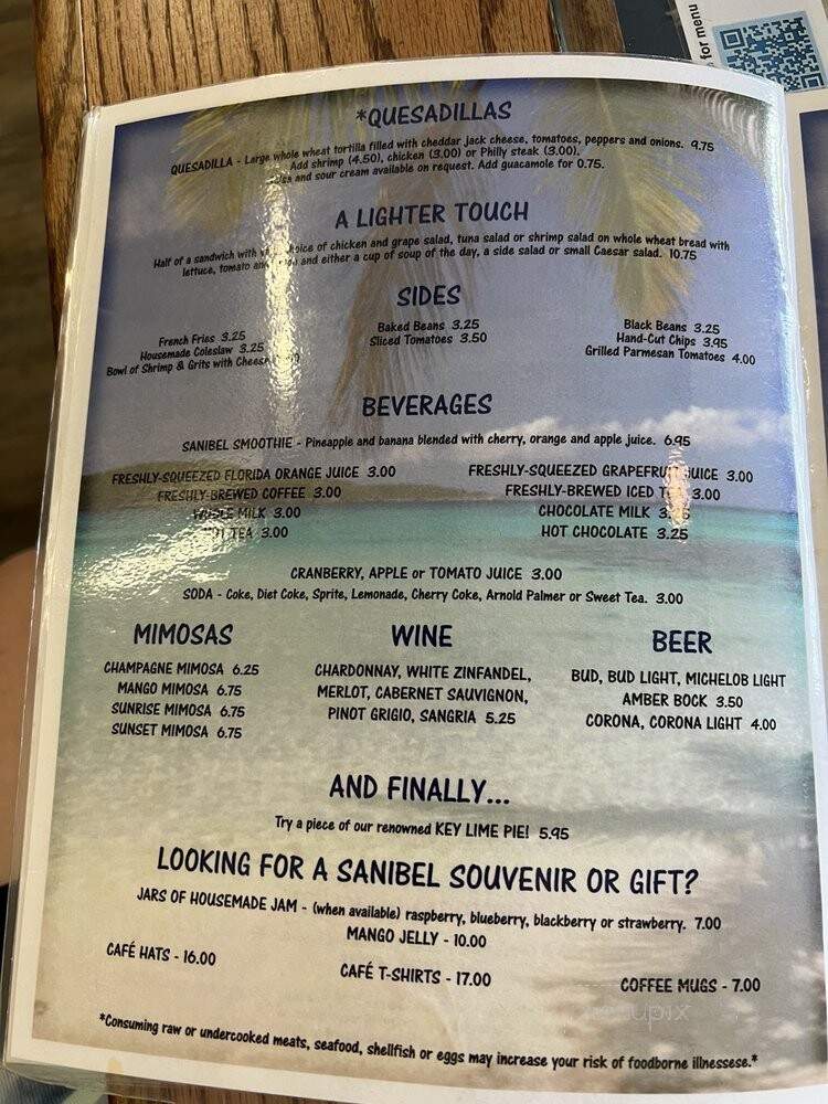 Sanibel Cafe - Sanibel, FL menu_pic