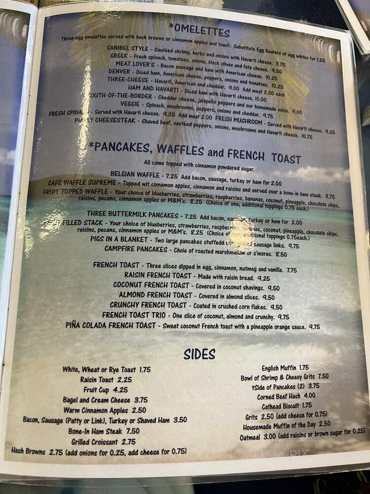 Sanibel Cafe - Sanibel, FL menu_pic