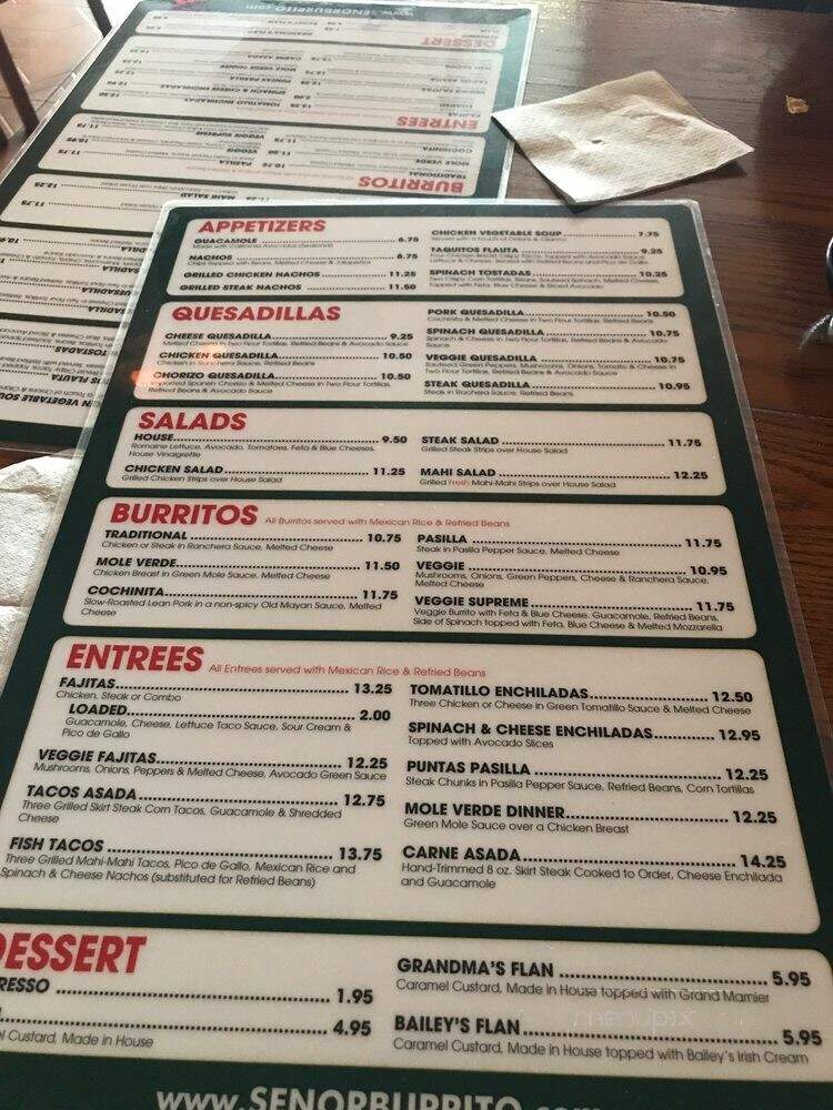 Senor Burrito - Boca Raton, FL menu_pic