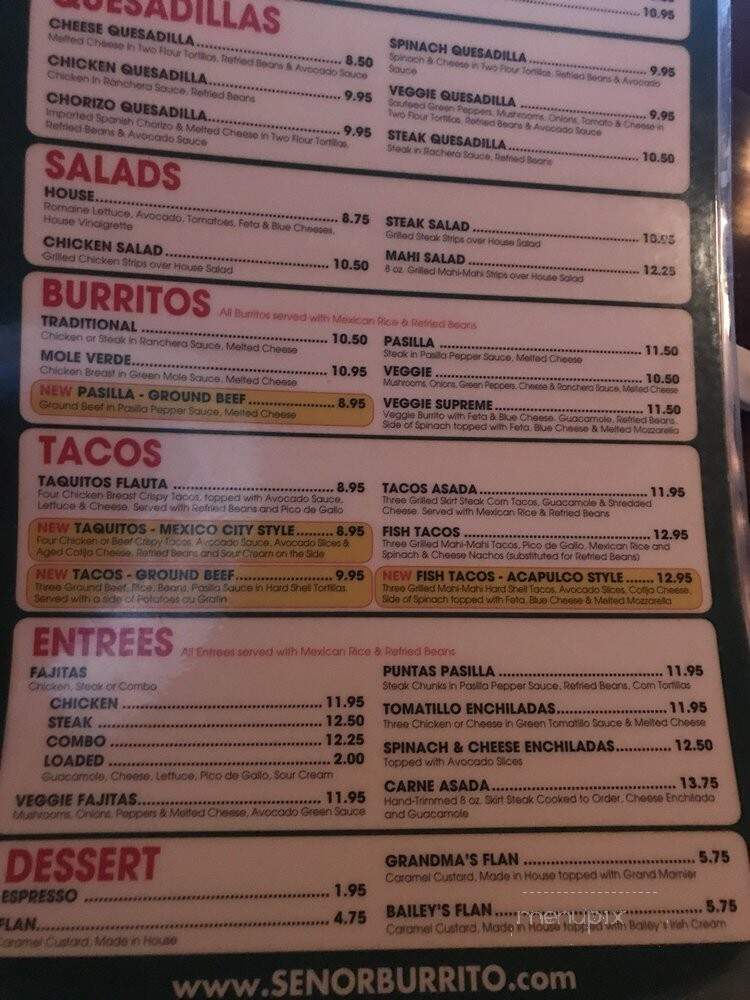 Senor Torito - Delray Beach, FL menu_pic