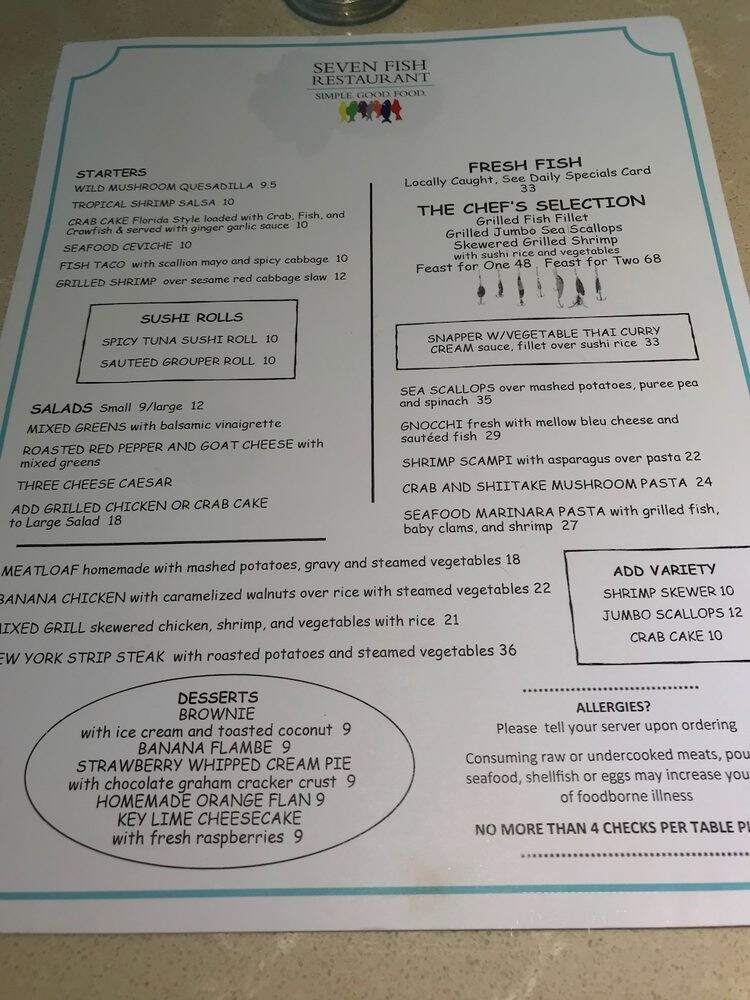 Seven Fish - Key West, FL menu_pic
