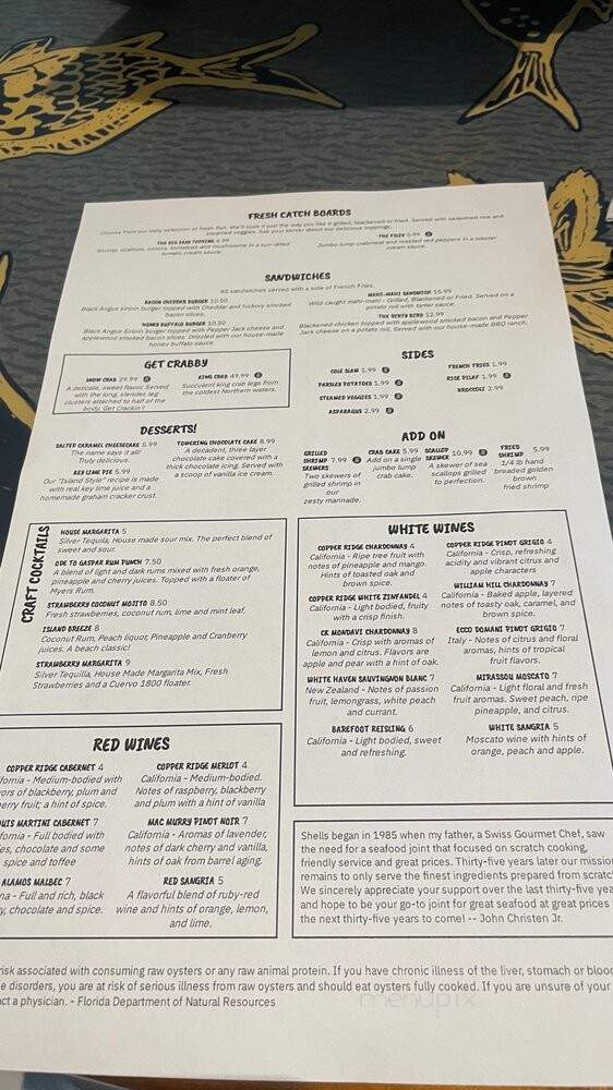 Shell's Seafood Restaurant - Brandon, FL menu_pic