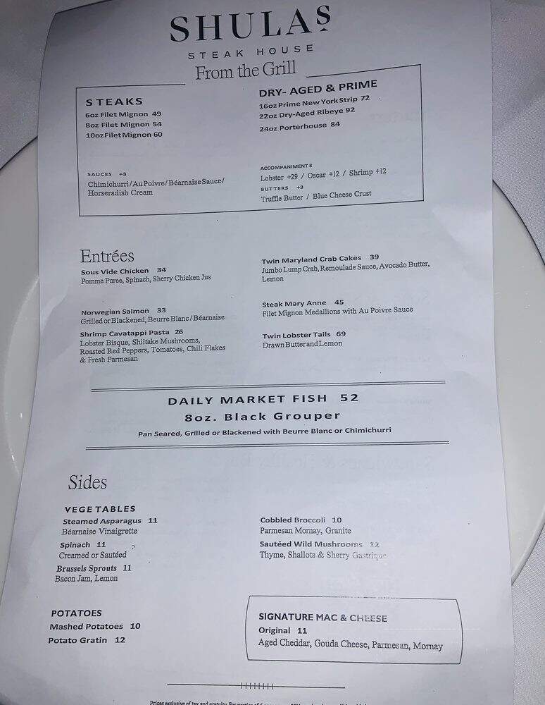 Shula's - Naples, FL menu_pic
