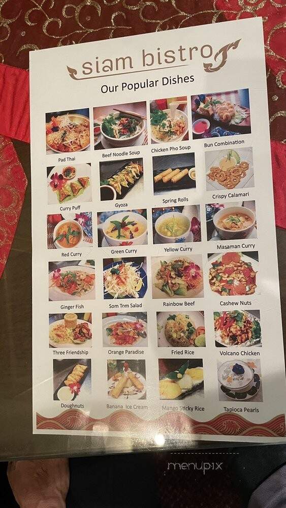 Siam Bistro Thai Restaurant - Miami, FL menu_pic