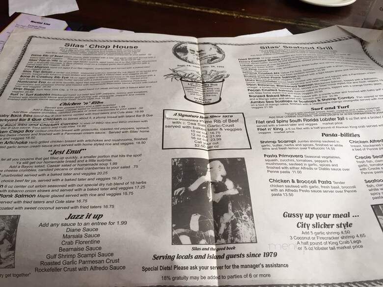 Silas Steakhouse & Bayside Bar - St Pete Beach, FL menu_pic