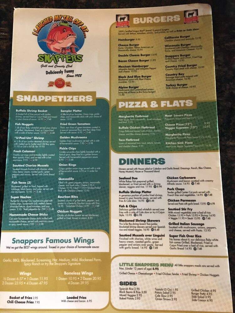 Snappers - Palm Harbor, FL menu_pic