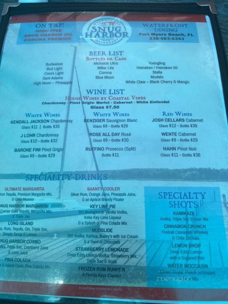Snug Harbor - Fort Myers Beach, FL menu_pic