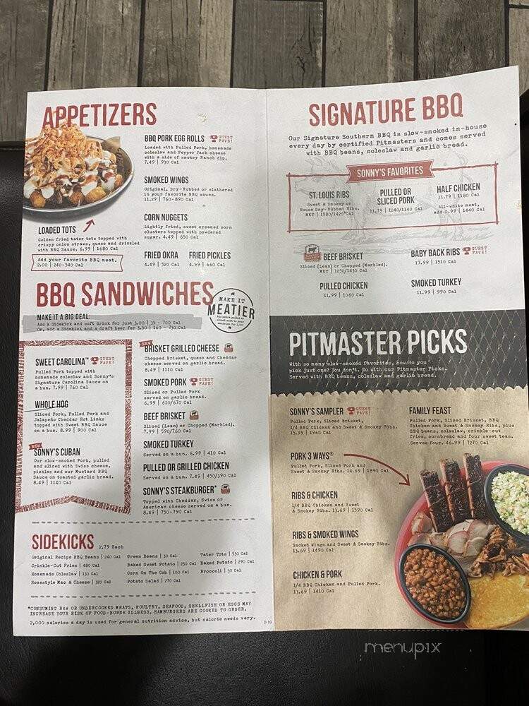 Sonny's Real Pit Bar-B-Q - Marianna, FL menu_pic