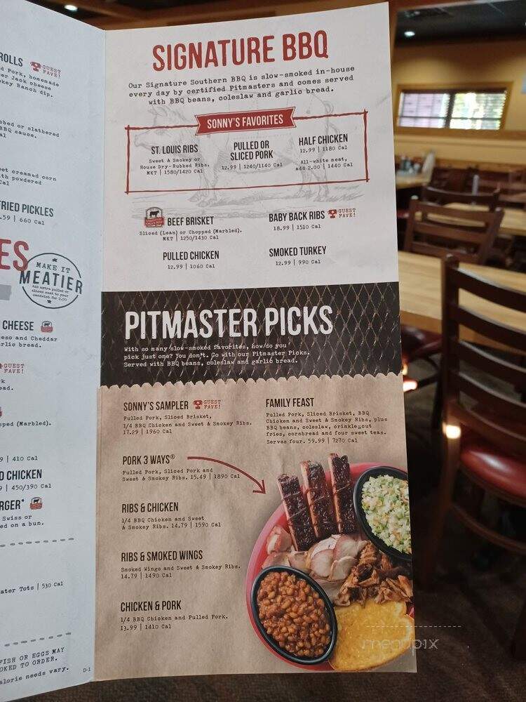 Sonny's Real Pit Bar-B-Q - Alachua, FL menu_pic