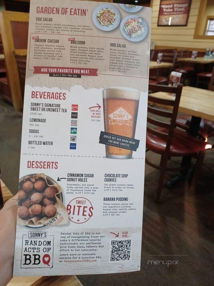 Sonny's Real Pit Bar-B-Q - Alachua, FL menu_pic